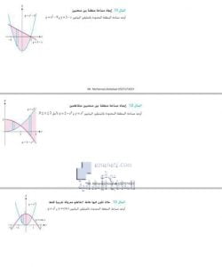 أوراق عمل درس (المساحة بين المنحنيات) بدون حل, (رياضيات) الثاني عشر المتقدم