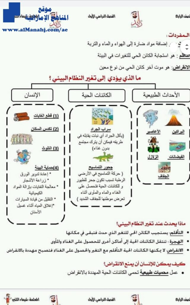 ملخص الوحدات من (1 إلى 4), (علوم) الرابع