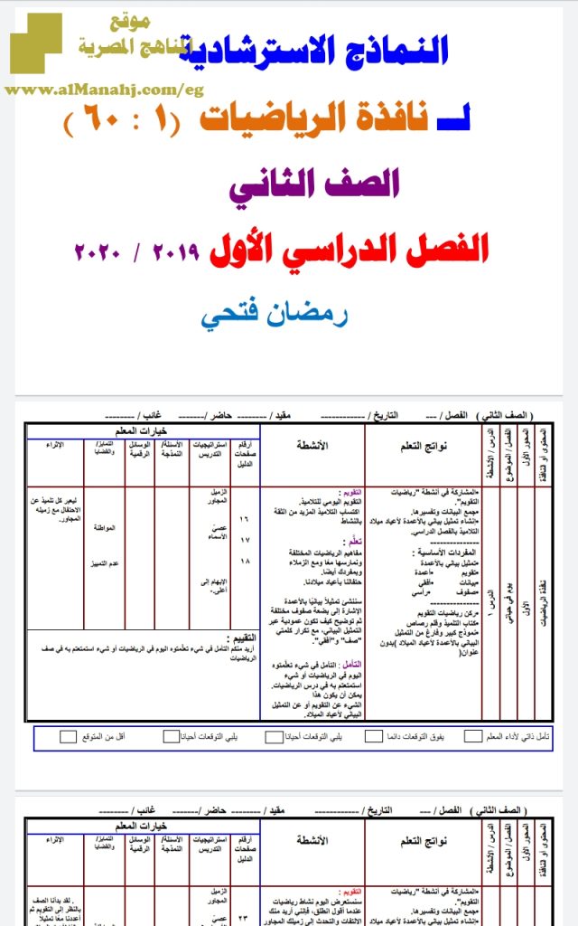 تحضير كامل للرياضيات النماذج الاسرتشادية
