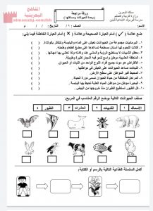 أسئلة مراجعة (وحدة الحيوانات ومساكنها)