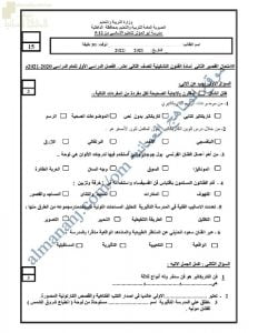 اختبار قصير ثان نموذج أول (فنون تشكيلية) الثاني عشر