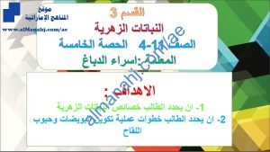 ملخص شرح مختصر في درس النباتات الزهرية, (علوم) الحادي عشر المتقدم