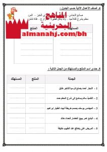 ورقة عمل 2 العمل وتحصيل المال (المواد الاجتماعية) الثالث