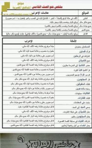 ملخص نحو ممتاز كامل للفصل الأول بخط اليد