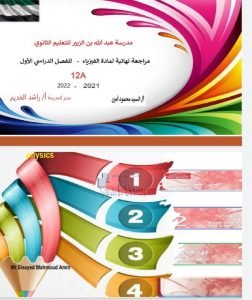 مراجعة نهائية مع تدريبات محلولة, (فيزياء) الثاني عشر المتقدم