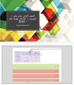 حل امتحان الفصل الثالث للعام , (فيزياء) الثاني عشر العام