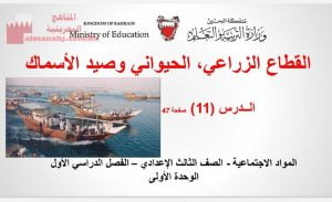 عرض بوربوينت لدرس القطاع الزراعي، الحيواني وصيد الأسماك