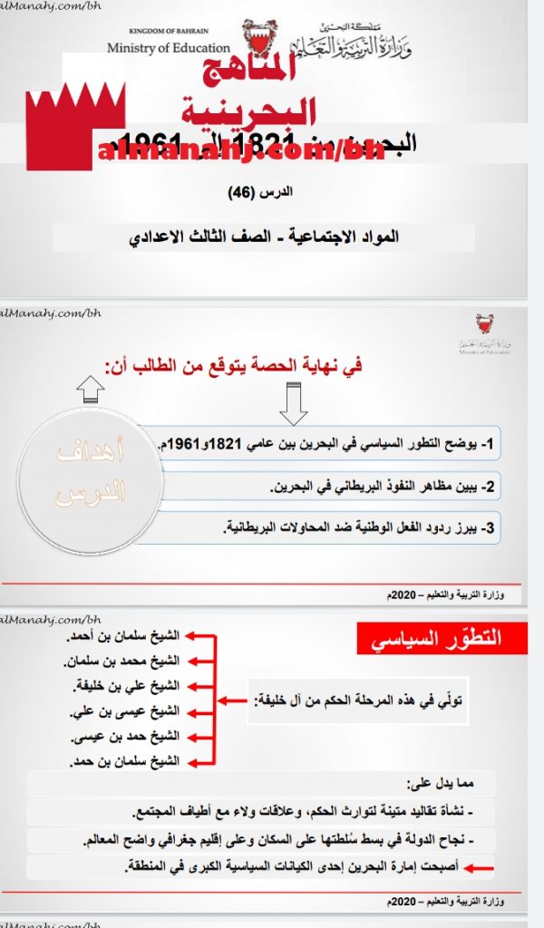 درس البحرين من 1821 إلى 1961