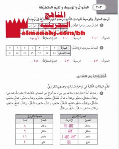 حل تمارين المنوال والوسيط والقيم المتطرفة