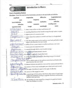 أوراق عمل INTRODUCTION TO WAVES مع الحل, منهج انجليزي (علوم) السابع