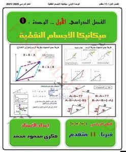 مذكرة الوحدة الأولى ميكانيكا الأجسام النقطية, (فيزياء) الحادي عشر المتقدم