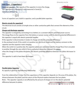 UNIT FOUR . (CAPACITORS), منهج انجليزي (فيزياء) الثاني عشر المتقدم