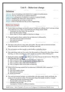 شرح الوحدة الثامنة -Unit-8: Behaviour change, (علوم صحية) الثاني عشر العام