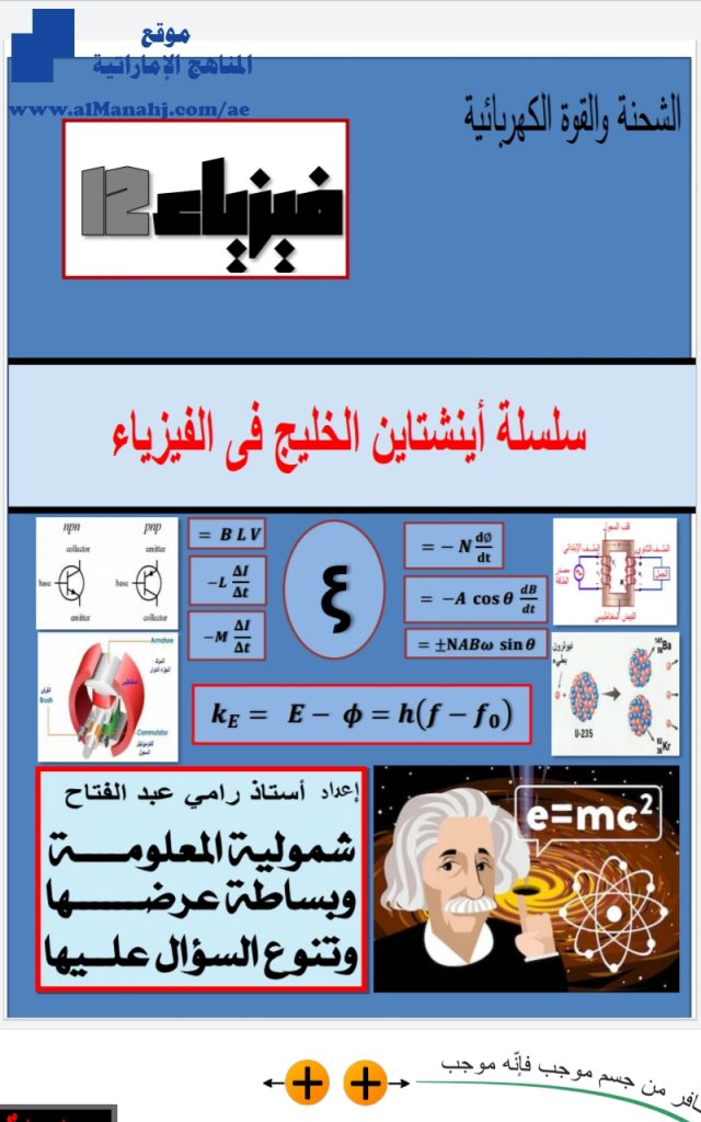 تلخيص سلسلة اينشتاين الخليج مع الحل الوحدة الأولى, الشحنة والقوة الكهريائية, (فيزياء) الثاني عشر المتقدم