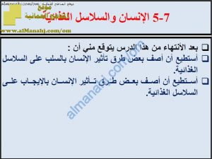 ملخص شرح درس الإنسان والسلاسل الغذائية مع حل الأنشطة (علوم) السابع