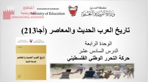 شرح الدرس السادس عشر مقرر أجا 213، حركة التحرر الوطني الفلسطيني