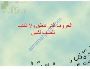 ملخص شرح درس الحروف التي تنطق ولا تكتب (نموذج ثان) (لغة عربية) الثامن