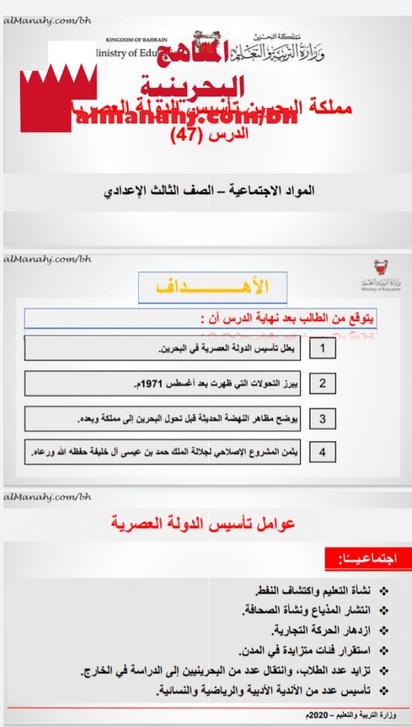 درس مملكة البحرين تأسيس الدولة العصرية