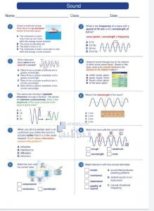أوراق عمل درس SOUND الصوت, منهج انجليزي (علوم) السابع
