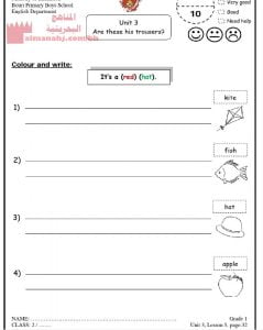 نشاط اللغة الإنجليزية الوحدة الثالثة 22 (لغة انجليزية) الثاني