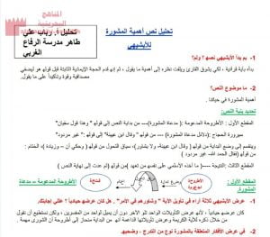 تحليل نص أهمية المشورةللأبشيهي