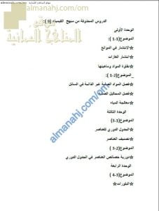 مقرر الدروس المحذوفة (كيمياء) التاسع