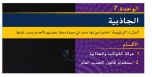 ملخص وأوراق عمل الوحدة السابعة مع الحلول, (فيزياء) التاسع المتقدم