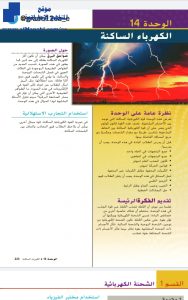 دليل المعلم الكهرباء الساكنة والمجالات الكهربائية والتيار الكهربائي, (فيزياء) العاشر المتقدم