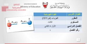 شرح درس القوة الكهربائية مقرر فيز 311