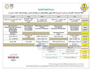الخطة الأسبوعية لطلاب الصف التاسع العام من 24 10 إلى28 10 درسة الشعلة الخاصة, (المدارس) التاسع العام