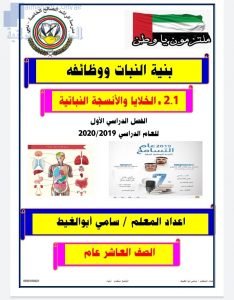 شرح درس الخلايا والأنسجة النباتية, (علوم) الثاني عشر العام