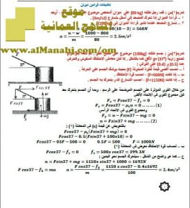 ملخص وتمارين في الفصل الثاني (فيزياء) الحادي عشر