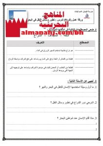 ورقة عمل 9 تطور وسائل النقل في البحر (المواد الاجتماعية) الثالث