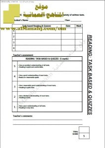 اختبار قصير نموذج 1 (لغة انجليزية) العاشر