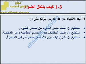 ملخص شرح درس كيف ينتقل الضوء مع حل الأنشطة (علوم) الثامن