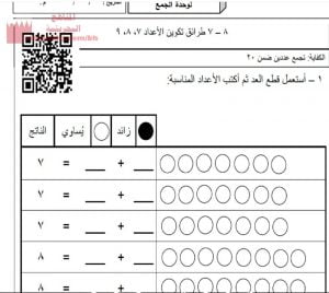 النشاط التدريبي الرابع لوحدة الجمع