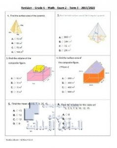 مراجعة هامة فصل ثالث , (رياضيات) السادس