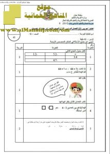 أسئلة الامتحان التجريبي في محافظة شمال الشرقية (رياضيات) الثامن