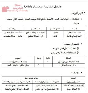 شرح درس الأفعال الناسخة ومعانيها ودلالتها