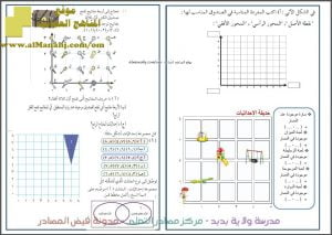 مذكرة أسئلة في درس الاحداثيات (رياضيات) الخامس