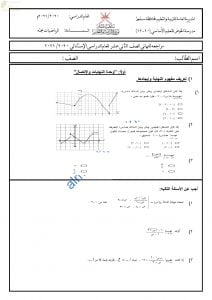 اختبار تدريبي وتجريبي للامتحان النهائي نموذج تاسع (رياضيات بحتة) الثاني عشر