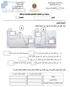 ورقة تفاعلية: التفاعلات الكيميائية والتغيرات في الطاقة, (علوم) الثامن