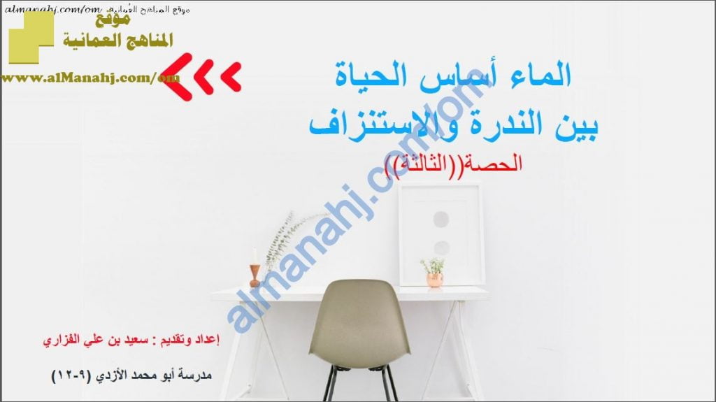 ملخص شرح مختصر في درس الماء أساس الحياة بين الندرة والاستنزاف (الجزء 2) (هذا وطني) الثاني عشر