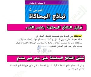 حل الدرس الرابع من الوحدة العاشرة نماذج المحاكاة, (رياضيات) السابع