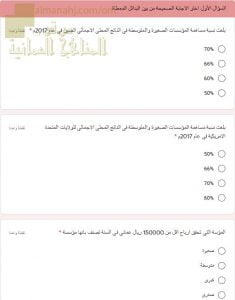 اختبار الكتروني في درس المشروعات الصغيرة والمتوسطة (هذا وطني) الثاني عشر