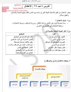 ملخص درس الاعتدال (المواد الاجتماعية) السادس