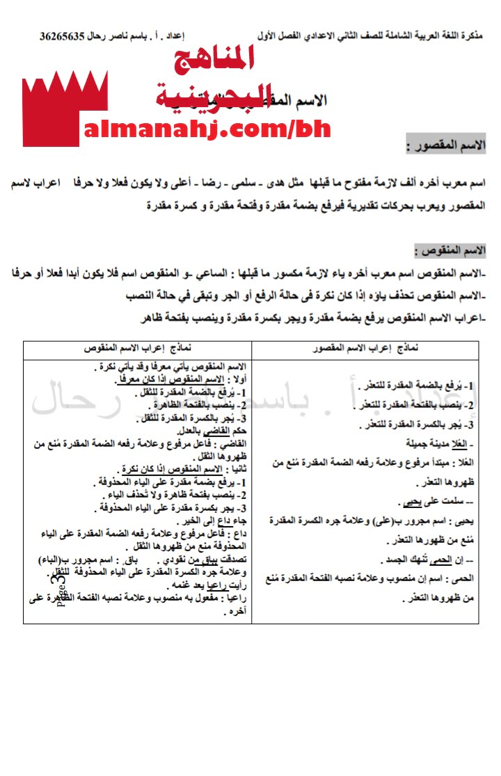 مذكرة شاملة مع الإجابات النموذجية وشرح القصائد (لغة عربية) الثامن