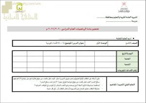 النموذج المعتمد للتحضير لمادة الرياضيات لجميع الصفوف (التربية) ملفات مدرسية