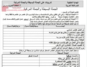 تدريبات على الجملة البسيطة والجملة المركبة