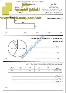 اختبار قصير نموذج 7 (منهج كامبردج) (رياضيات) السادس